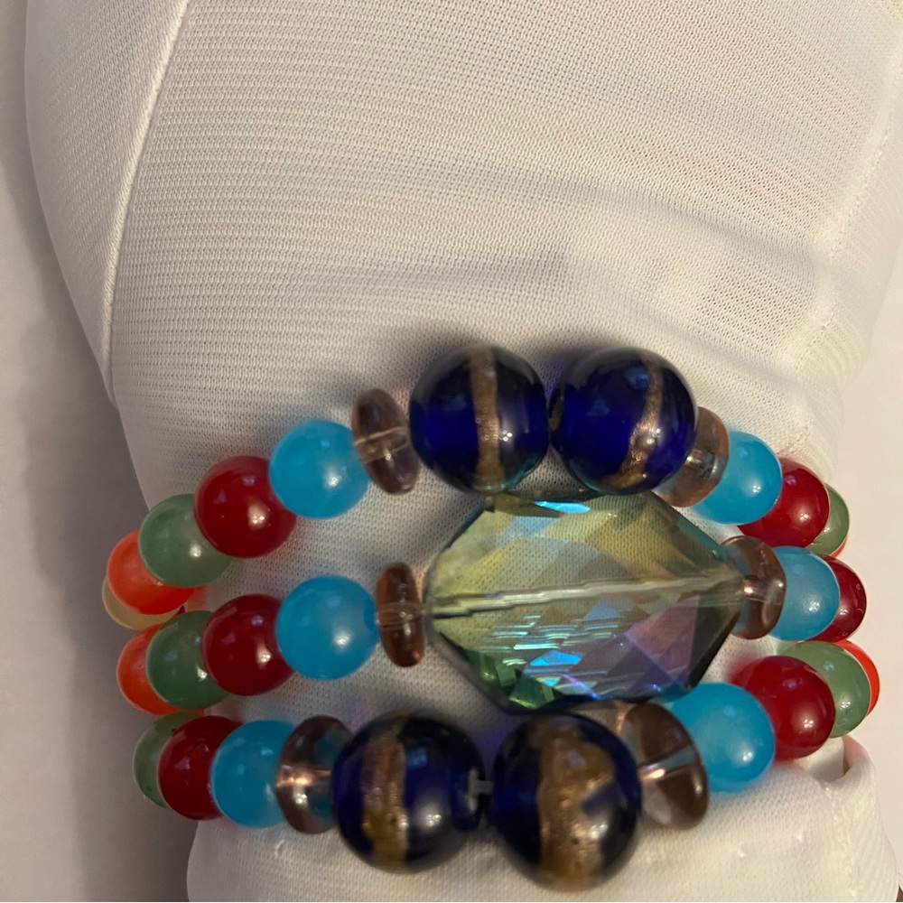 Carnival Spark Bold Multicolored Beads Bracelet Set 3.